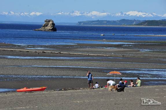 Horário de maré seca em Isla Quinchao, pequena ilha do arquipélago de Chiloé, no sul do Chile